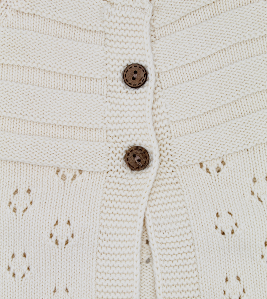 Cardigan in Maglia di Cotone con Trama Pointelle