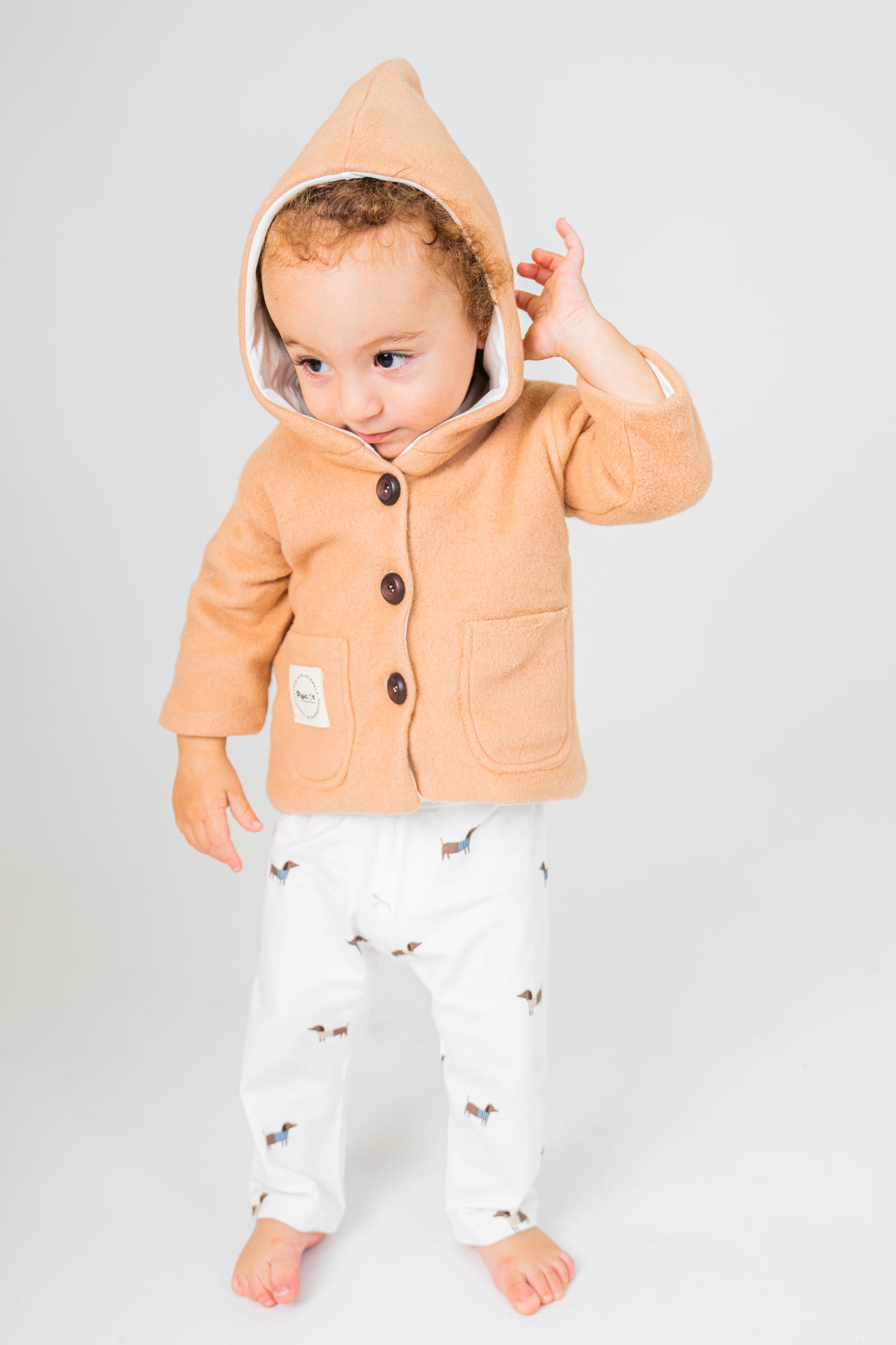 Giacca in pile di cotone con cappuccio