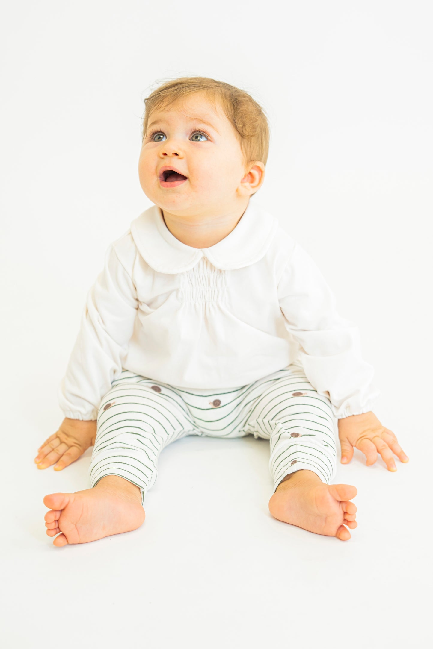 Camicetta neonata con colletto Peter Pan in jersey di cotone