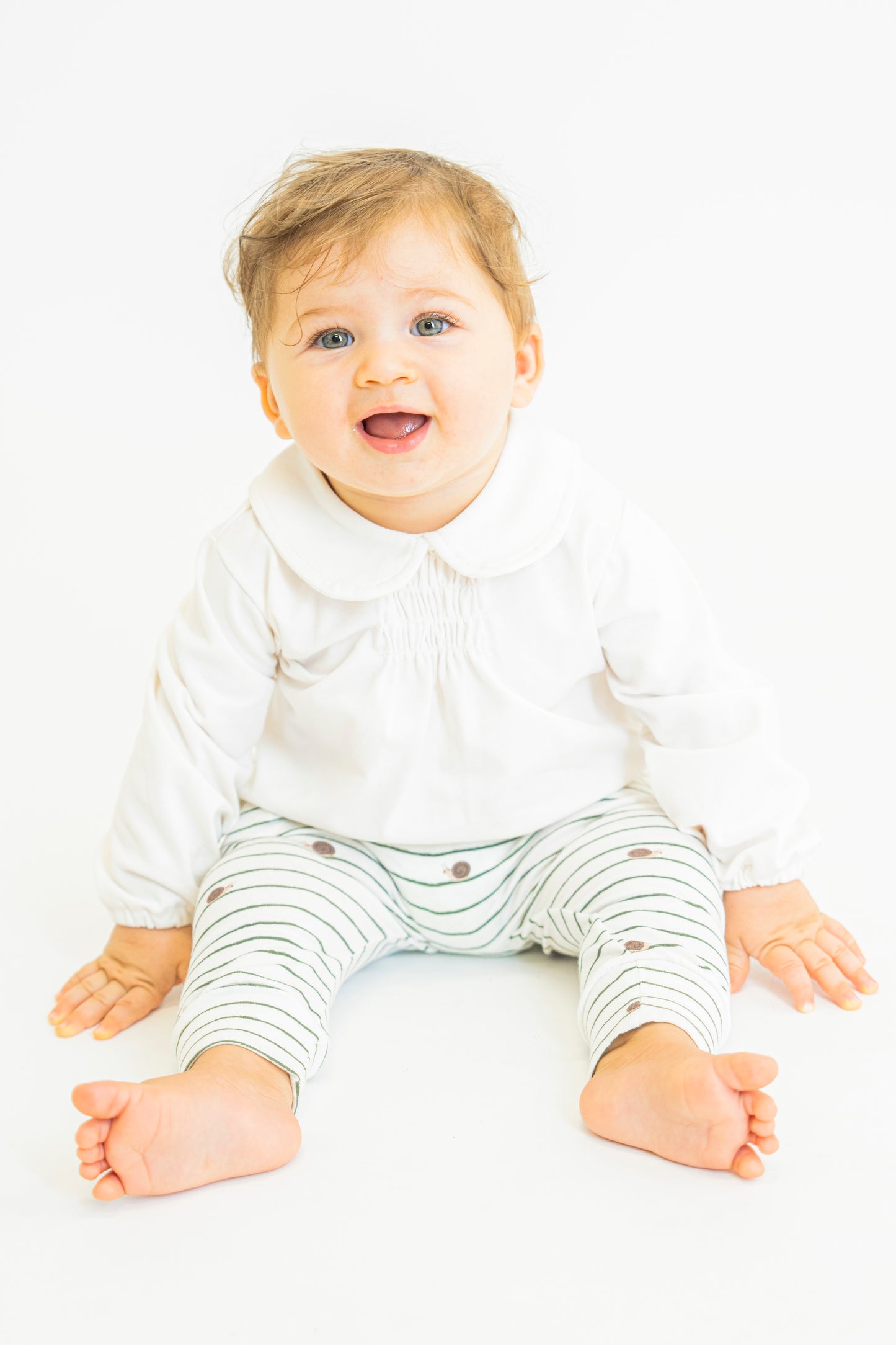 Camicetta neonata con colletto Peter Pan in jersey di cotone