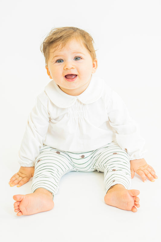 Camicetta neonata con colletto Peter Pan in jersey di cotone