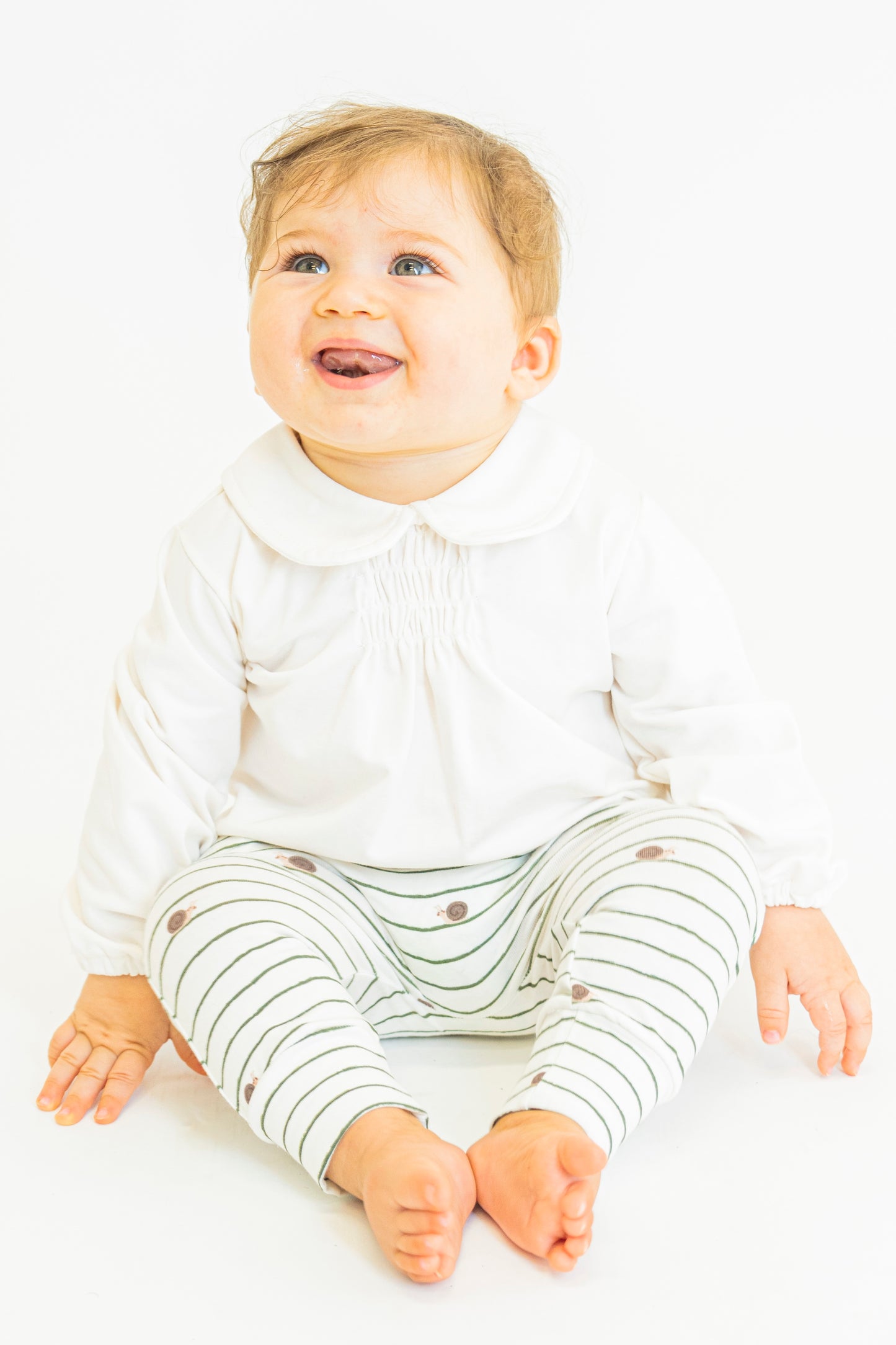 Camicetta neonata con colletto Peter Pan in jersey di cotone