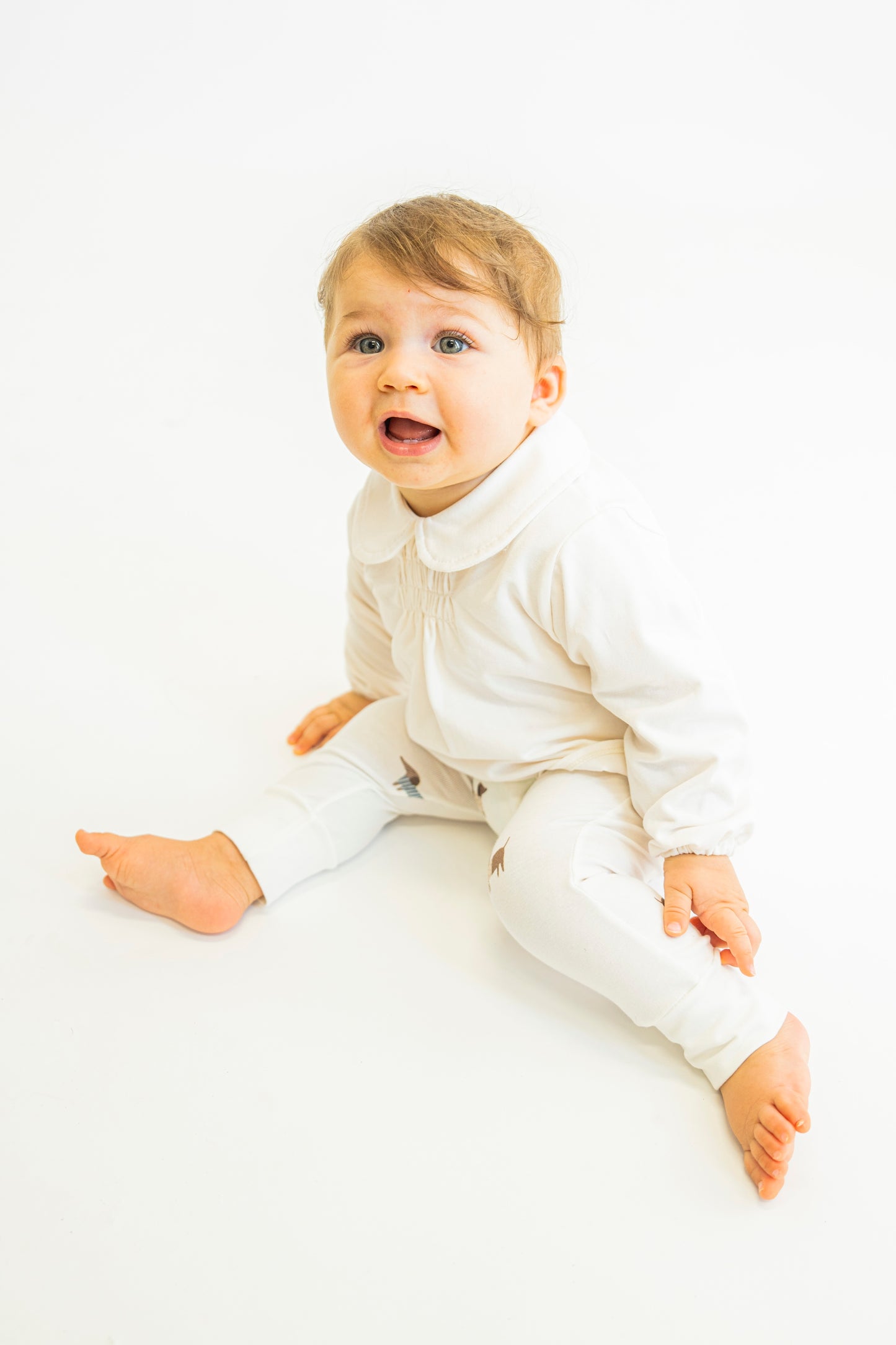 Camicetta neonata con colletto Peter Pan in jersey di cotone