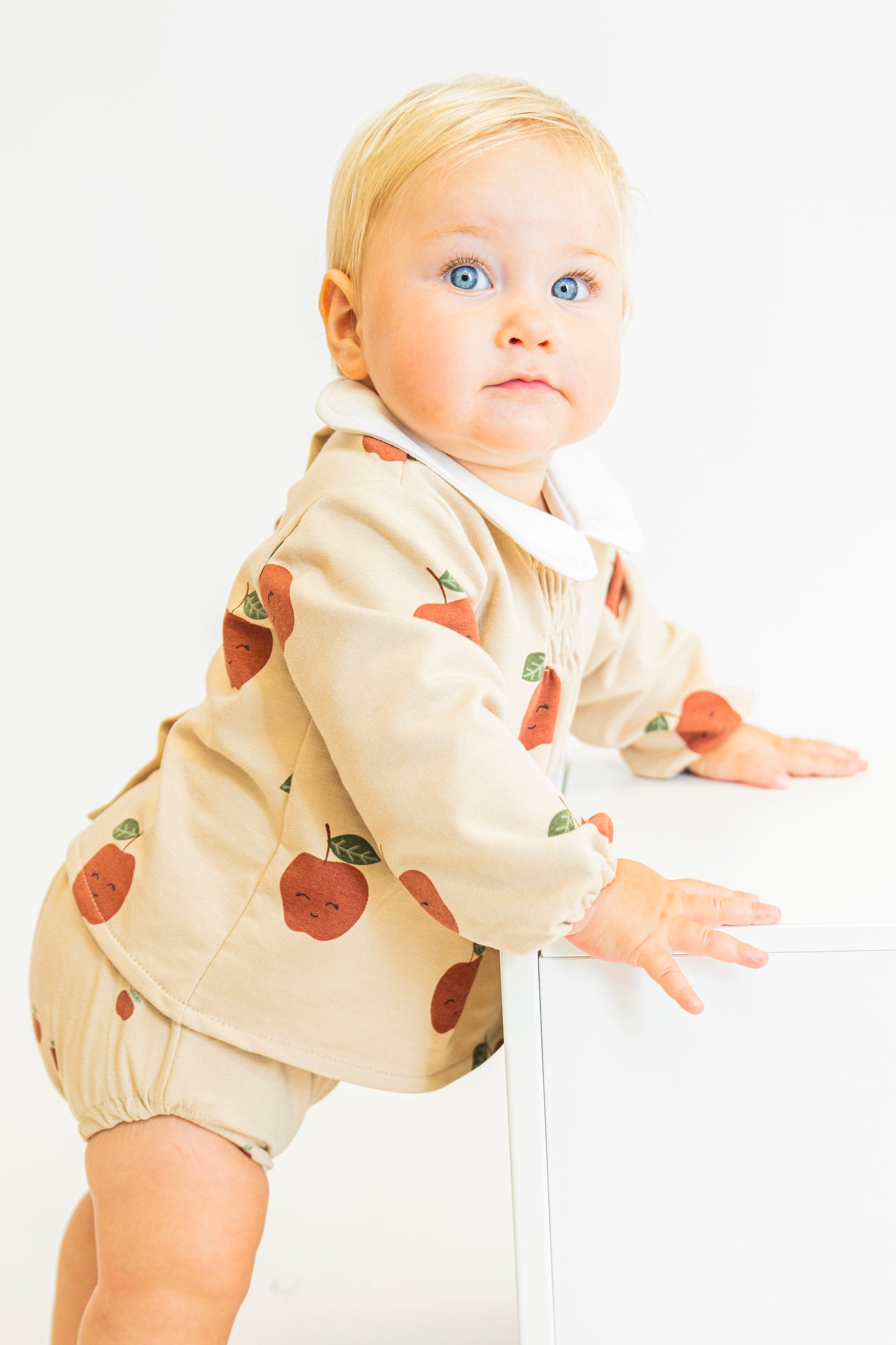 Camicetta neonata con colletto Peter Pan in jersey di cotone